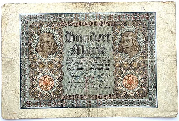 Банкнота 100 марок - Германия, 1920 год 14299