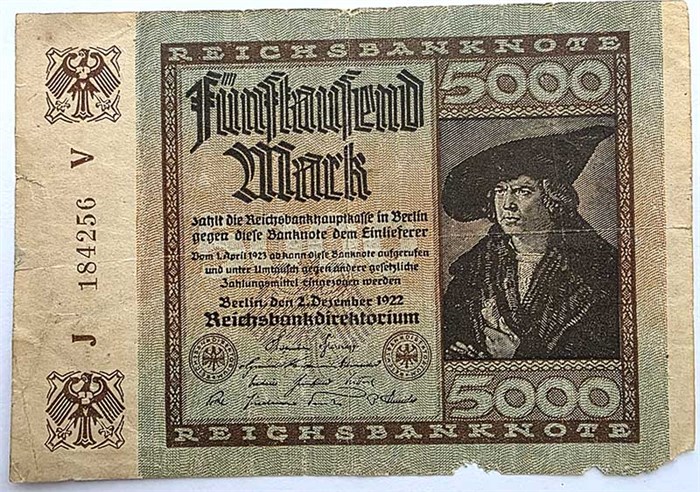 Банкнота 5000 марок - Германия, 1922 год 14316