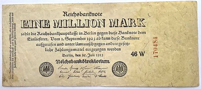 Банкнота миллион марок - Германия, 1923 год 14325