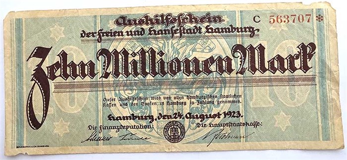 Банкнота 10 миллионов марок - Германия, 1923 год 14338
