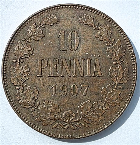10 пенни 1907 год, Русская Финляндия 16013