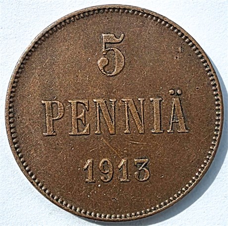 5 пенни 1913 год, Русская Финляндия 16015