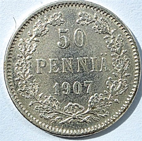 50 пенни - 1907 год, Русская Финляндия 16020