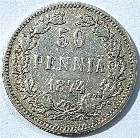 50 пенни - 1874 год, Русская Финляндия 16021