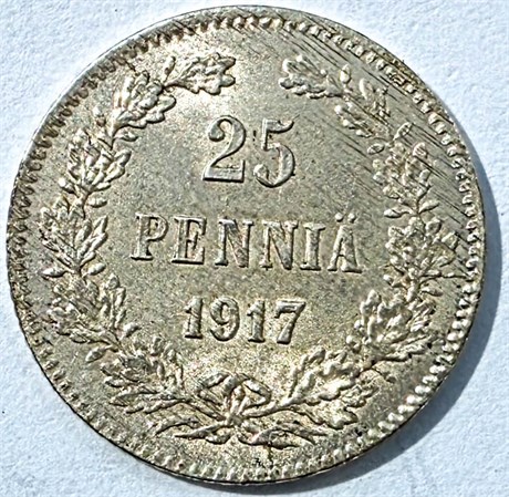 25 пенни - 1917 год, Русская Финляндия 16023