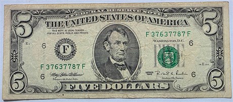 Банкнота 5 долларов США, 1995 год (оборотные) 16614