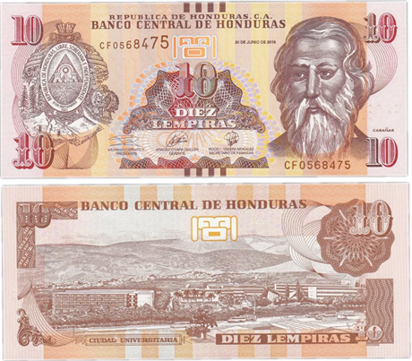 Банкнота 10 лемпира - Гондурас, 2019 г, UNC 16919