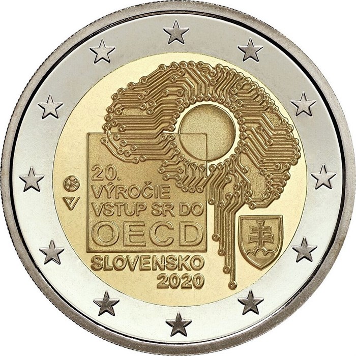2 евро - 20 лет вступлению Словакии в ОЭСР, Словакия, 2020 год, UNC 12725