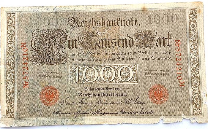 Банкнота 1000 марок - Германия, 1910 год 13932