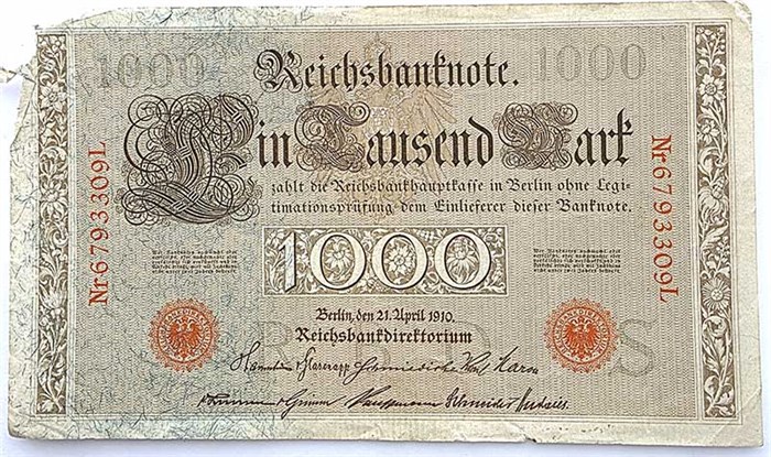 Банкнота 1000 марок - Германия, 1910 год 13933