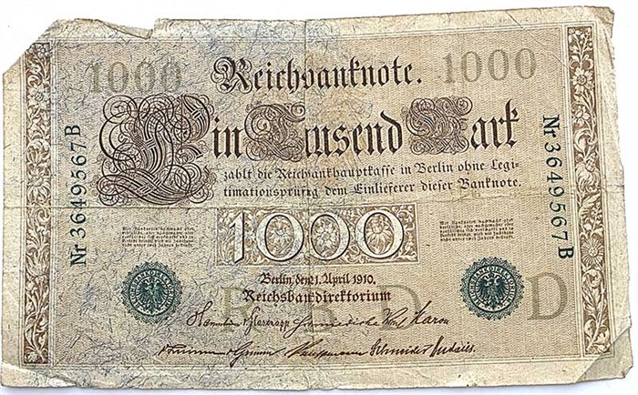Банкнота 1000 марок - Германия, 1910 год 13935