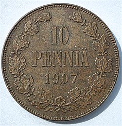10 пенни 1907 год, Русская Финляндия 16013