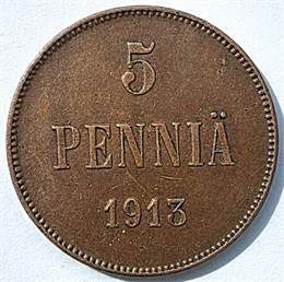 5 пенни 1913 год, Русская Финляндия 16015