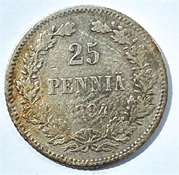 25 пенни - 1894 год, Русская Финляндия 16024