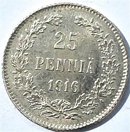 25 пенни - 1916 год, Русская Финляндия 16025
