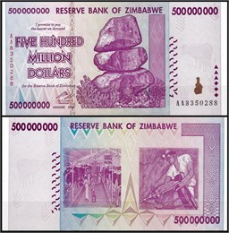 Банкнота 500000000 долларов - Зимбабве, 2008 год, UNC 17222